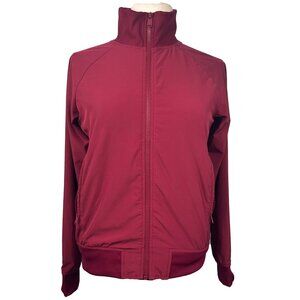 ATHLETA Brooklyn Bomber Jacket Cranberry Red Size S/P (Fits M) DWR UPF 50+